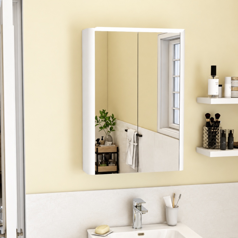 Imex Suburb White Gloss 500mm x 206mm Wall Hung 2 Door Mirrored Bathroom Cabinet Lifestyle