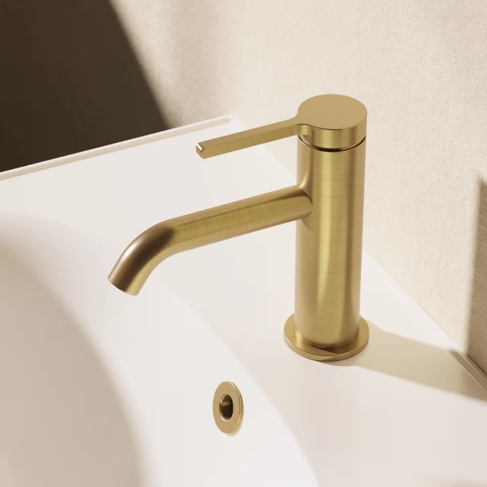 Crosswater Mada Brushed Brass Slim Monobloc Basin Tap Lifestyle