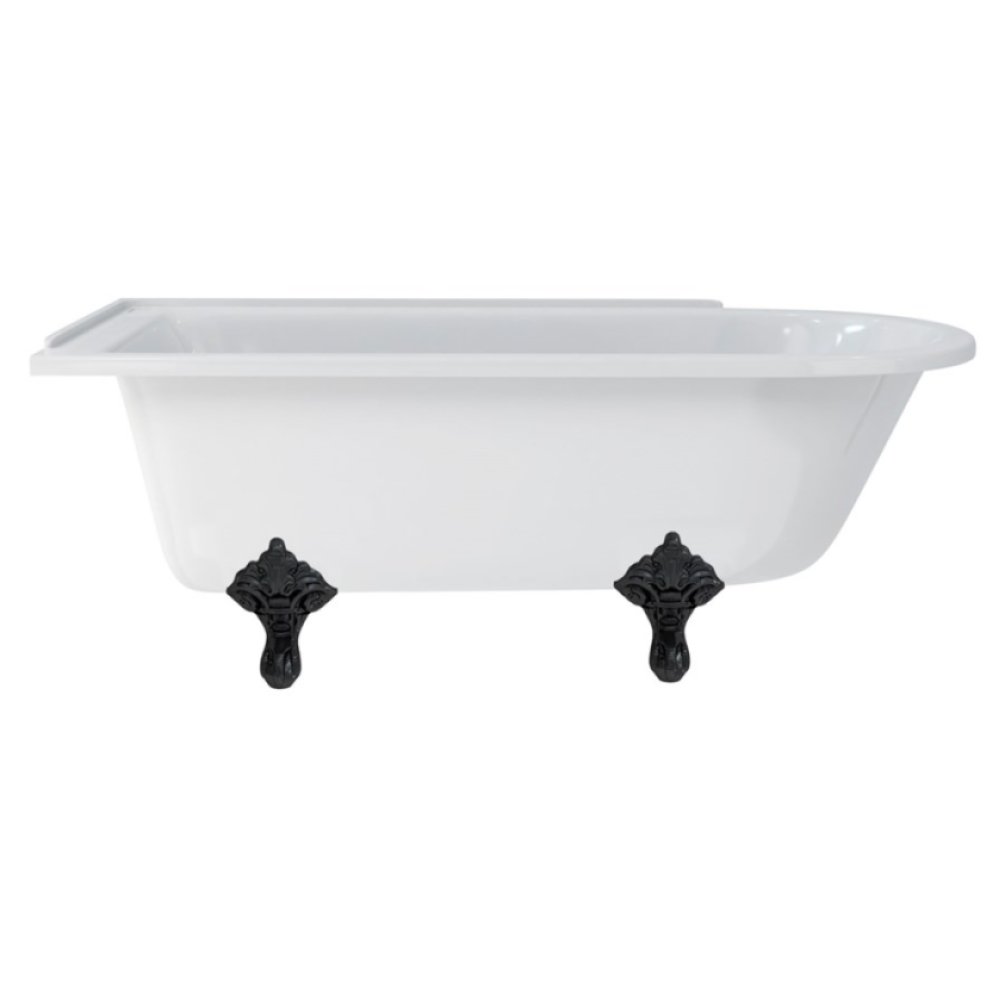 Burlington Hampton 1700mm Left Freestanding Shower Bath With Black Traditional Feet