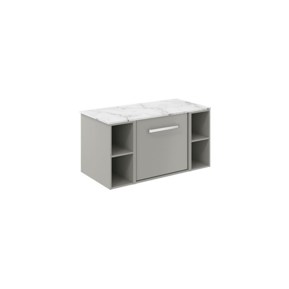 Cutout image of Crosswater Infinity 900mm Storm Grey Vanity Unit & Carrara Marble Worktop