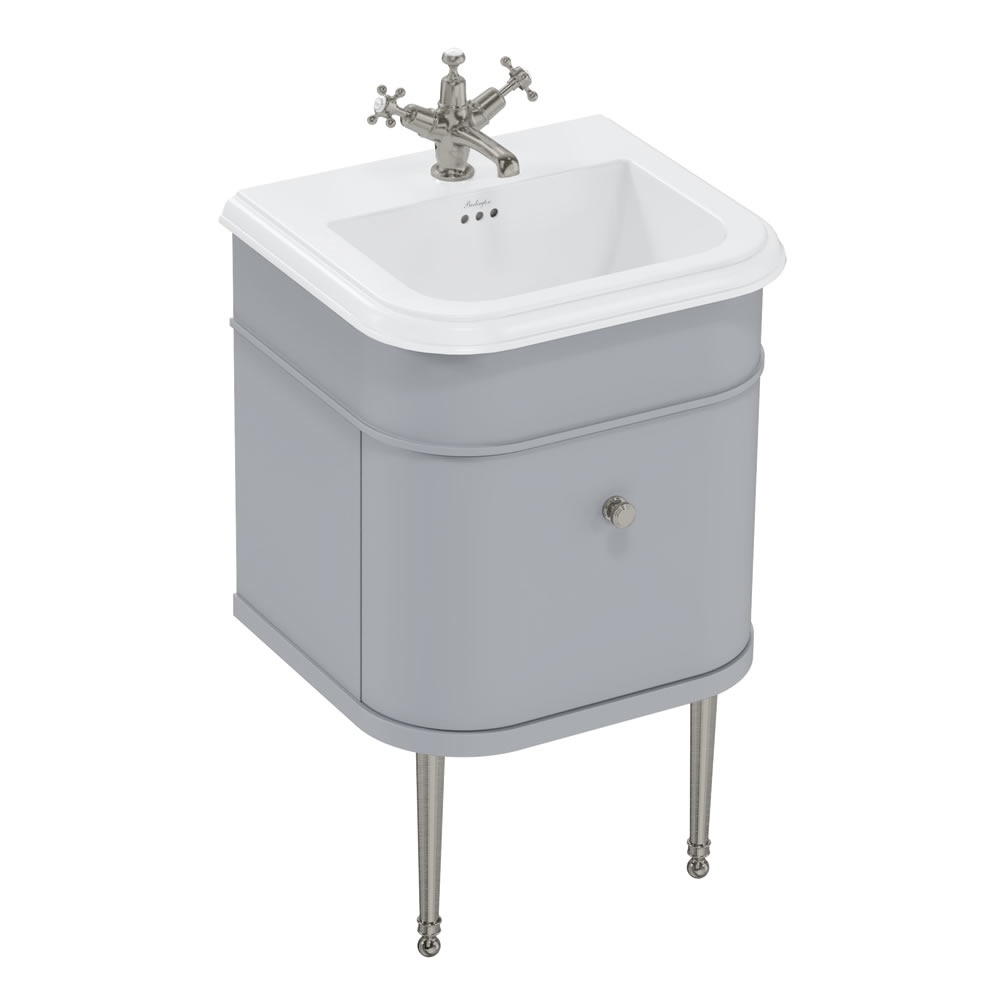 Burlington Chalfont 550mm Ceramic Basin & Classic Grey Unit With Gold Legs - 3 Tap Holes