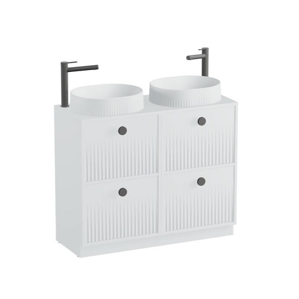 Vado Safari Fluted 1000mm Arctic White Floorstanding Vanity Unit & Worktop