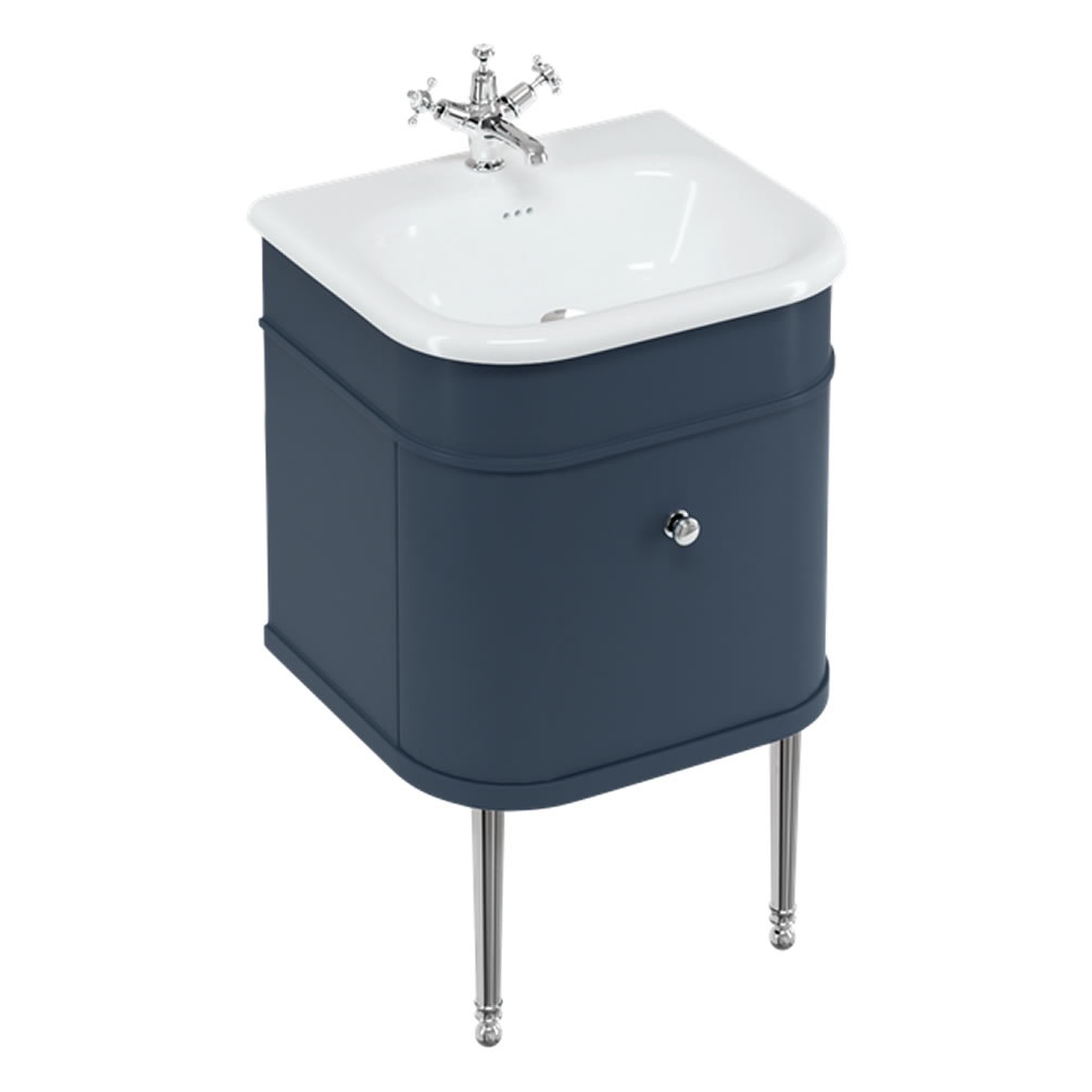 Burlington Chalfont 550mm Blue Vanity Unit & Chrome Legs