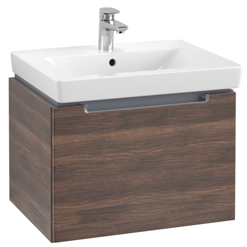 Product cut out image of Villeroy and Boch Subway 2.0 Single Drawer 600mm Vanity Unit and Basin in Arizona Oak A68710VH