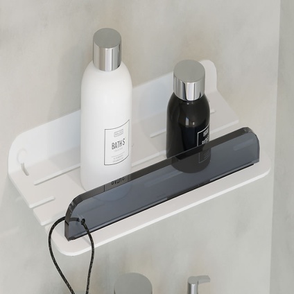 Lifestyle image of Origins Living Sonia Quick Shower Wiper with Origins Living Sonia Quick Shelf White.