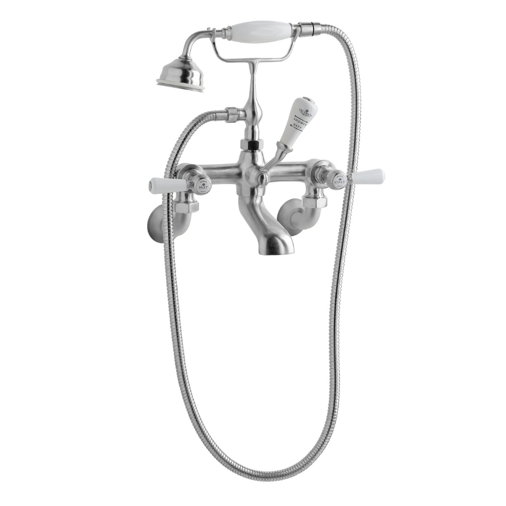 BC Designs Victrion Brushed Chrome Lever Wall Mounted Bath Shower Mixer Cut Out