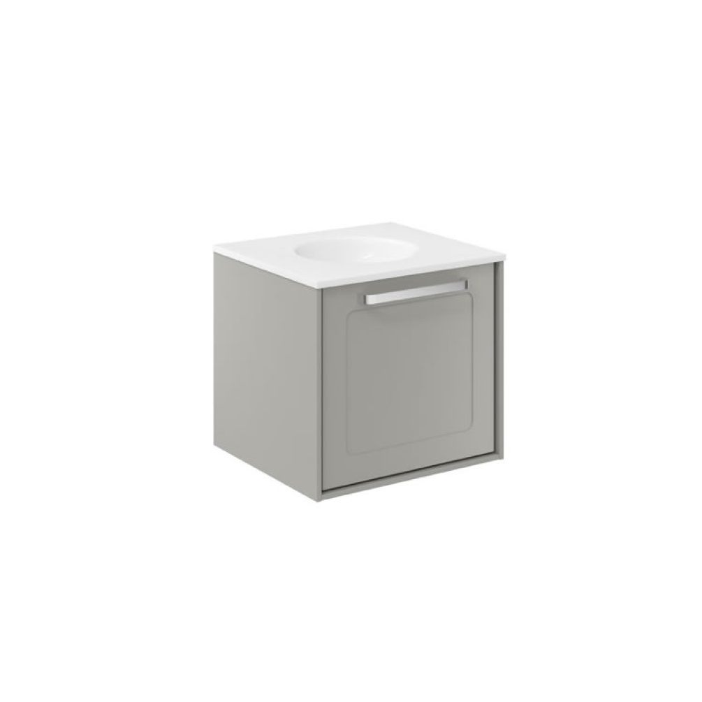 Cutout image of Crosswater Infinity 500mm Storm Grey Wall-Hung Shaker Vanity Unit & Basin