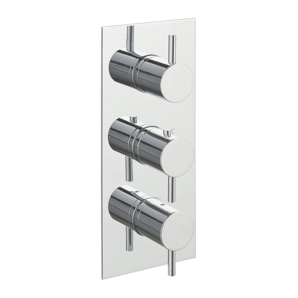 JTP Florence Chrome Triple Outlet Portrait Thermostatic Shower Valve Cutout
