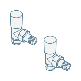 iconography image of a pair of radiator valves for bathroom radiators and towel rails