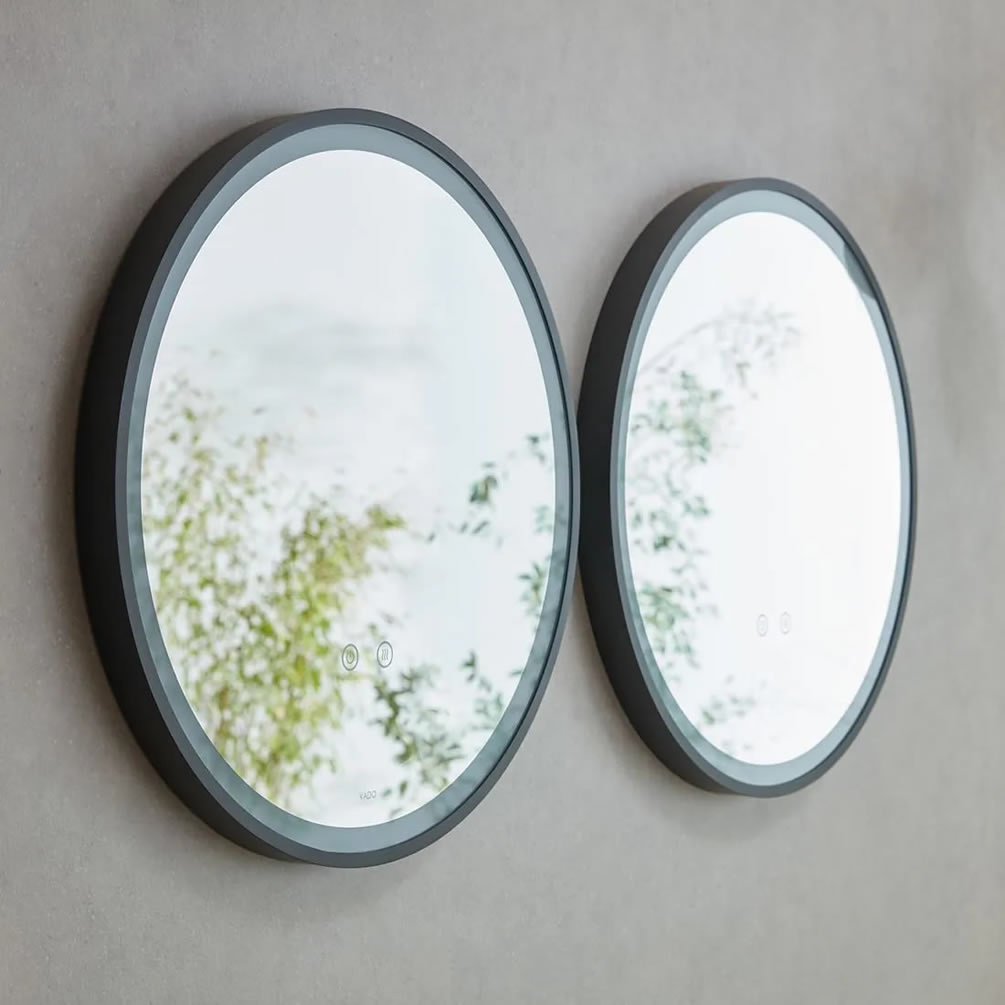 Vado Cameo Pewter 500mm Illuminated Round Mirror - Lifestyle Image