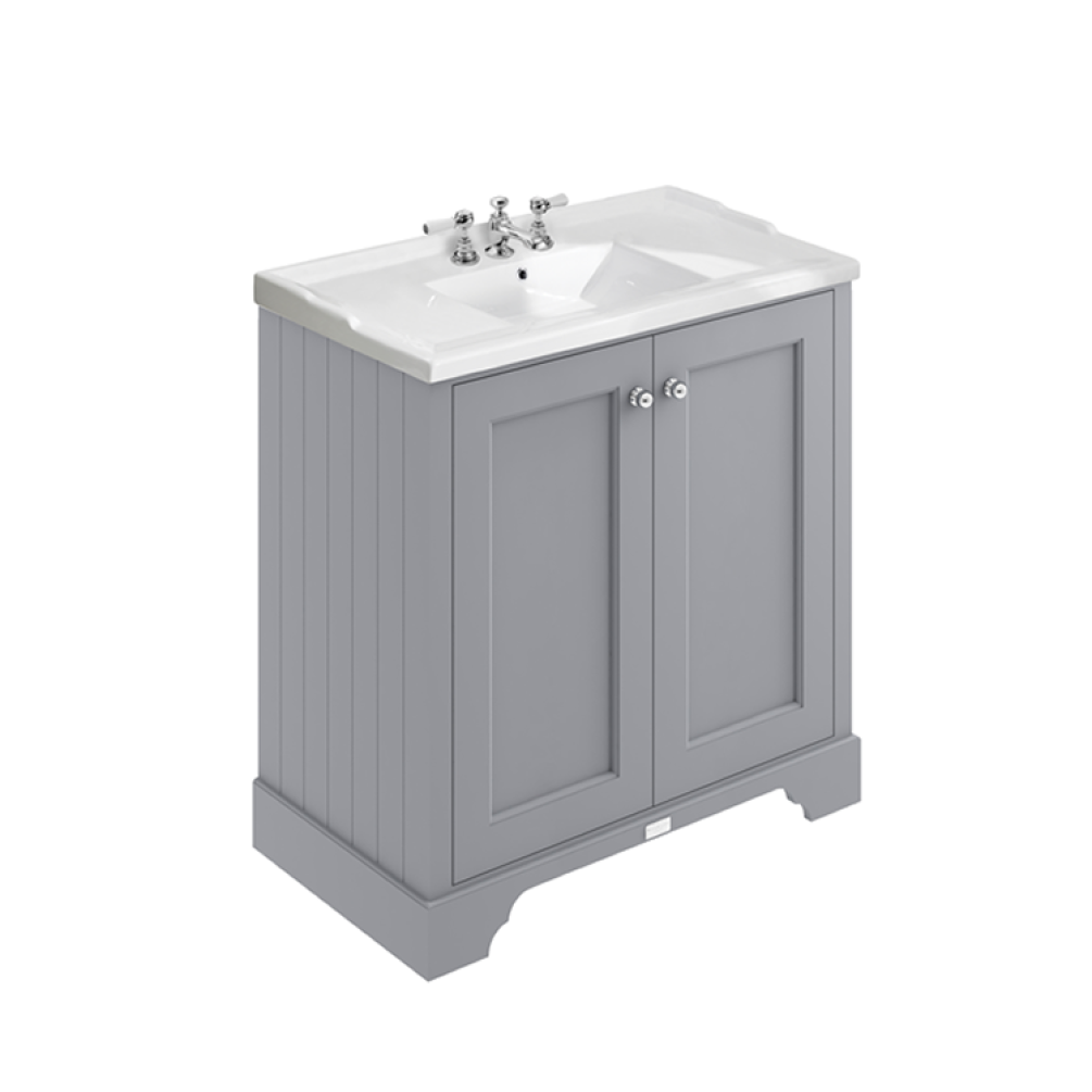 Photo of Bayswater Plummett Grey 800mm 2 Door Vanity Unit & Basin with 3TH