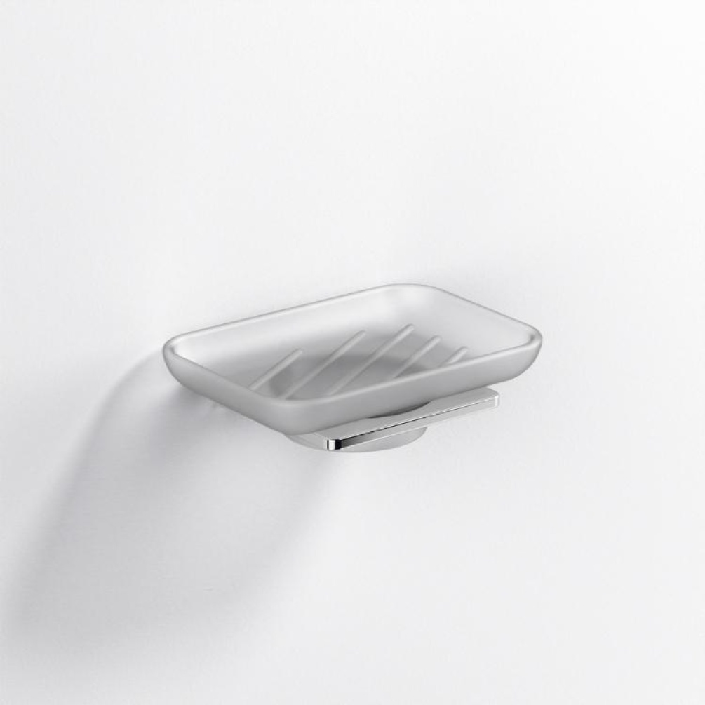 Close up product image of the Origins Living S Cube Chrome Soap Dish