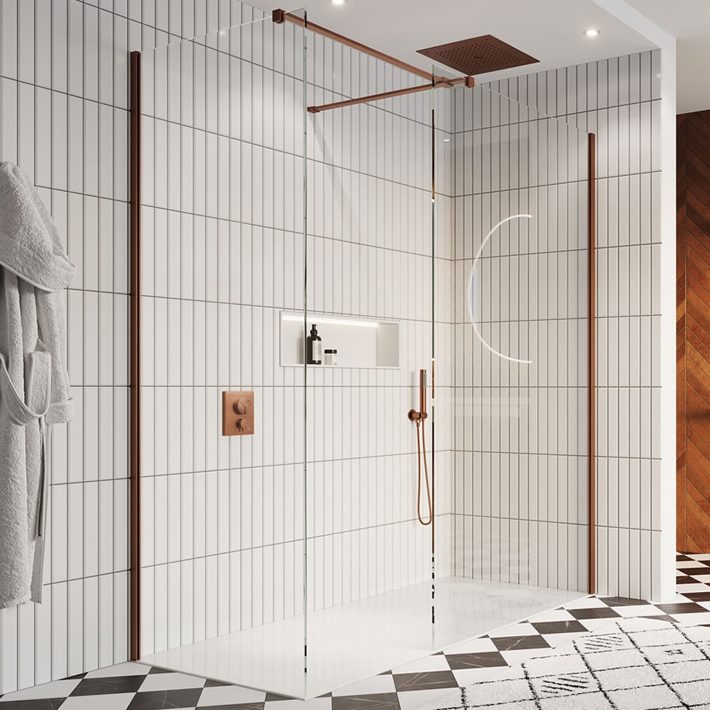 Lifestyle image of Crosswater Gallery 10 Brushed Bronze 800mm Wetroom Screen