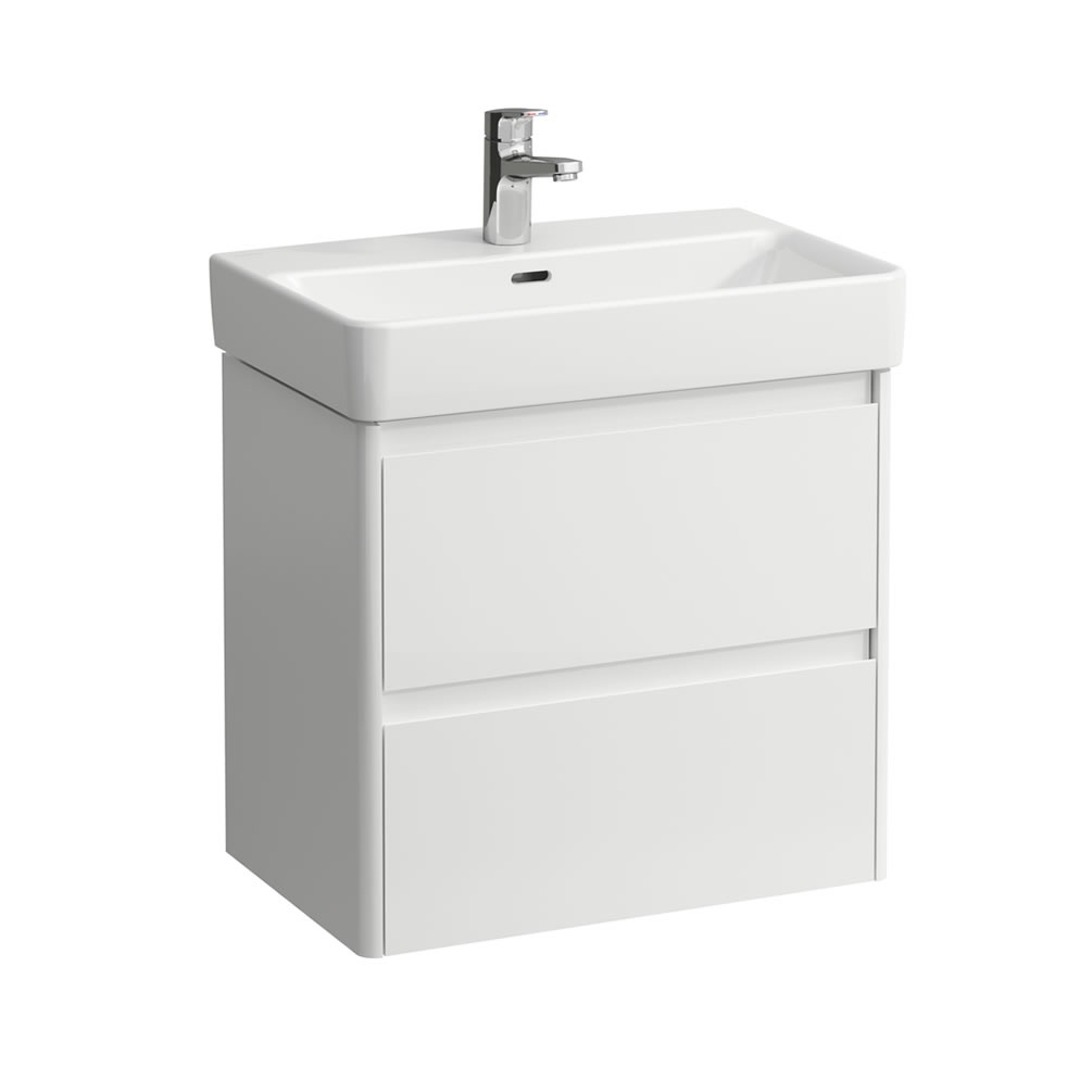 Cutout image of Laufen Base 2.0 Gloss White 600mm Wall-Hung Vanity Unit & Basin