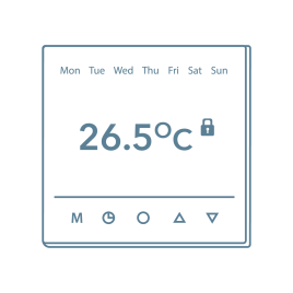 iconography image of an underfloor heating thermostat control with temperature on it