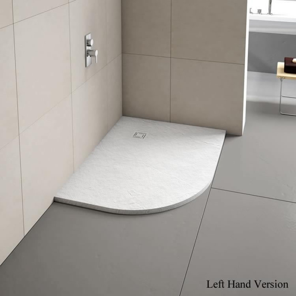 Merlyn Truestone White 1000 x 800mm Offset Quadrant Shower Tray - Left Hand