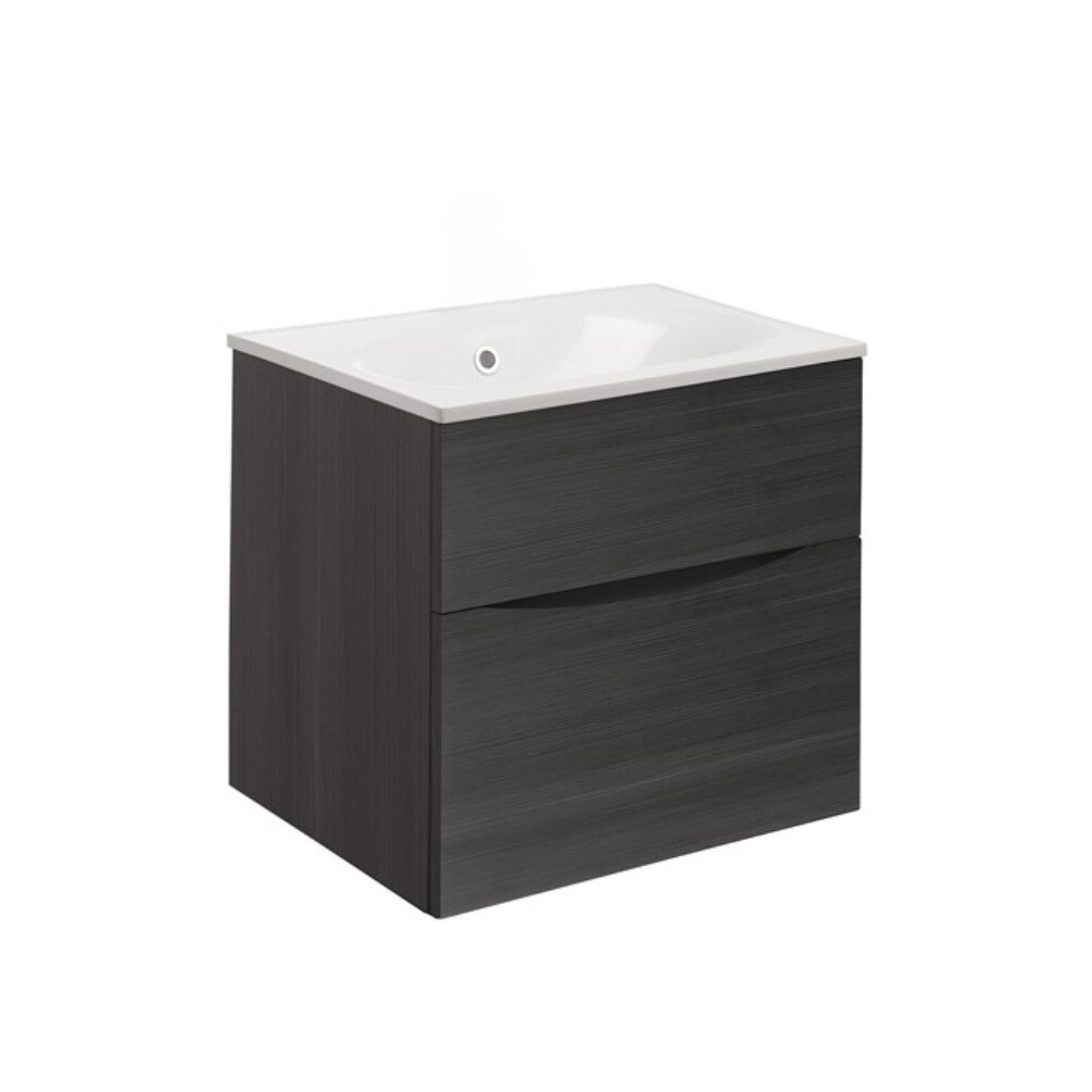 Product Cut out image of the Crosswater Glide II Steelwood 500mm Double Drawer Unit with Cast Mineral Marble 0 Tap Hole Basin