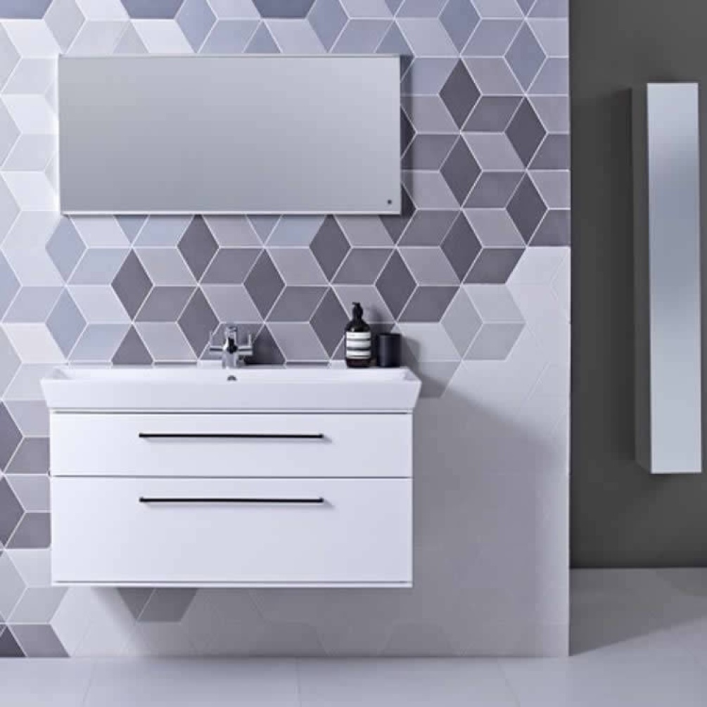 Roper Rhodes Scheme 1000mm Gloss White Wall Mounted Vanity Unit and Basin