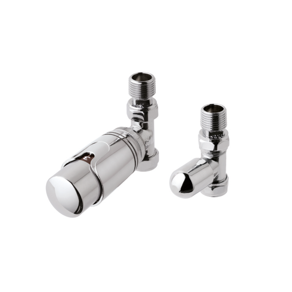 Photo of Eastbrook Chrome Straight Thermostatic Radiator Valves Cutout