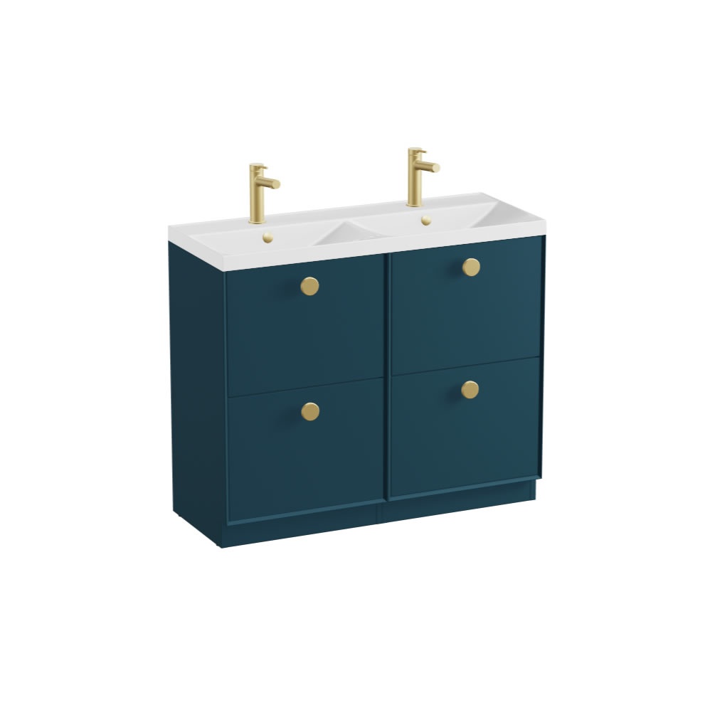 Vado Safari Smooth 1000mm Atlantic Blue Floor Mounted Vanity Unit & Gloss Basin