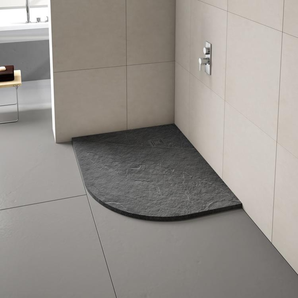 Merlyn Truestone Fossil Grey 1200 x 900mm Offset Quadrant Shower Tray
