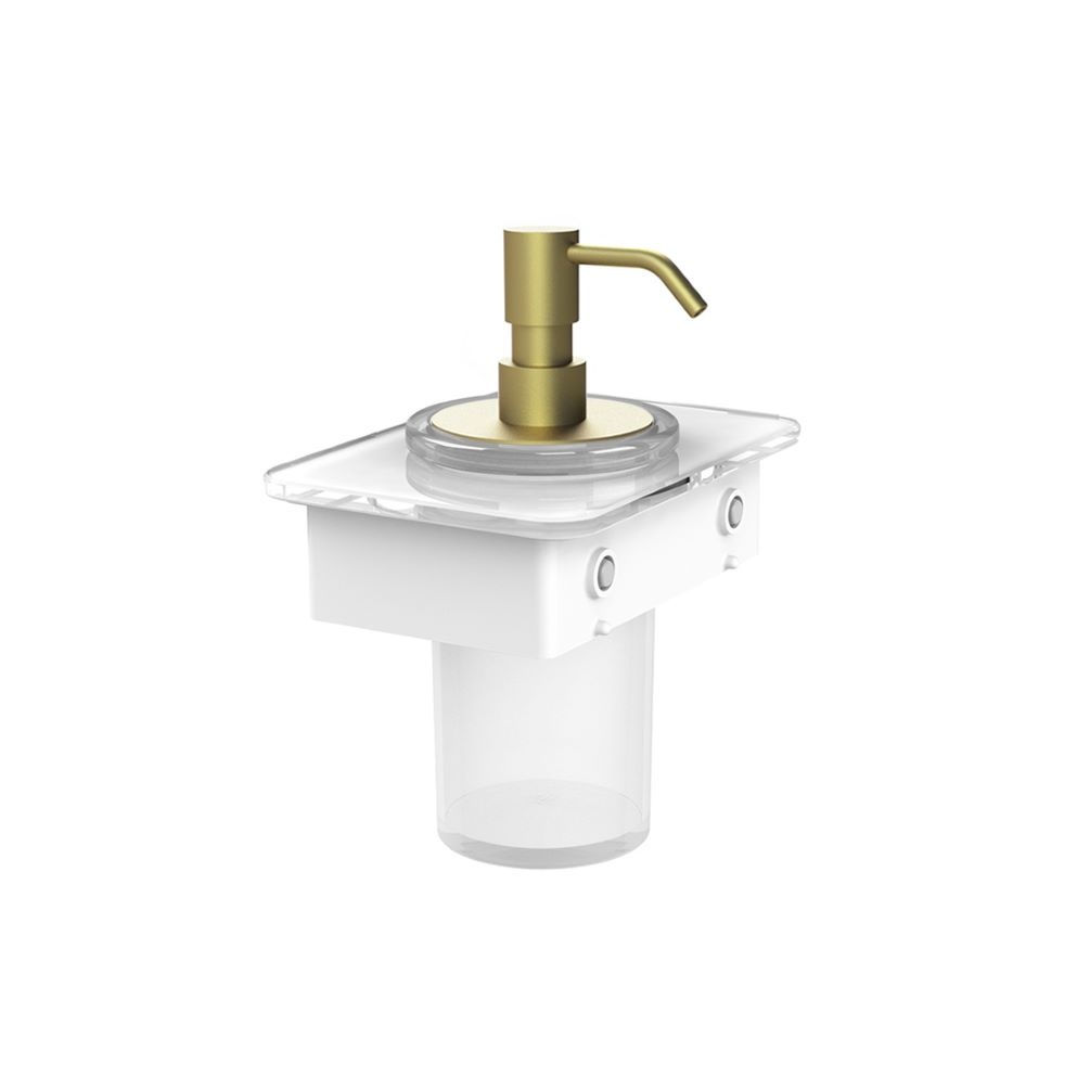 Cut out image of Vado Cameo Muse Chrome Soap Dispenser with 150mm Black Glass Shelf