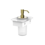 Cut out image of Vado Cameo Muse Chrome Soap Dispenser with 150mm Black Glass Shelf