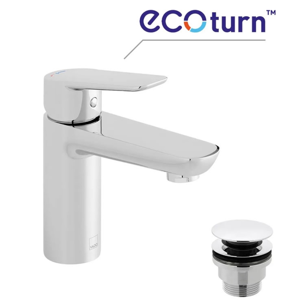 Vado Photon Mono Basin Mixer with EcoTurn Handle & Universal Waste