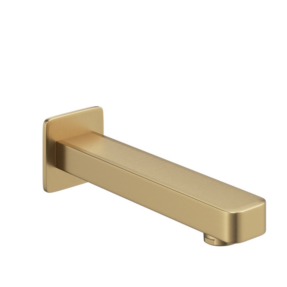Product Cut out image of the Abacus Edge Brushed Brass Wall Mounted Bath Spout TBTS-624-3802