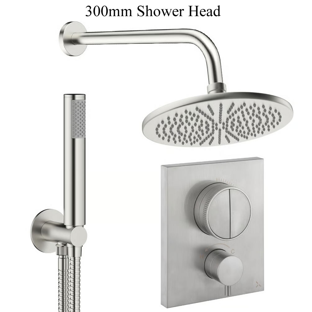Cutout image of Crosswater Crossbox Push Brushed Nickel Dual Outlet Rainfall Shower Set