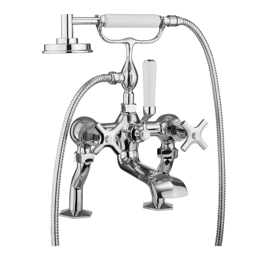 Cut out image of the Crosswater Waldorf Chrome Deck Mounted Crosshead Bath Shower Mixer