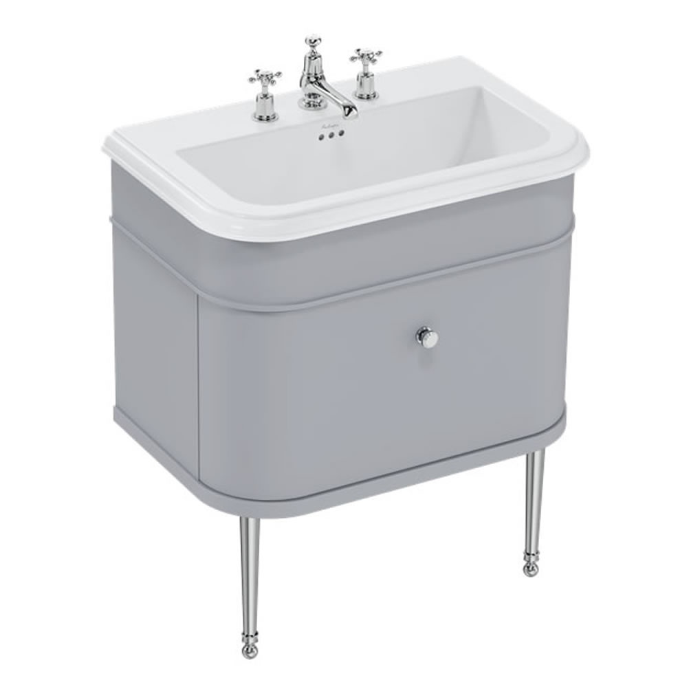 Burlington Chalfont 750mm Ceramic Basin With Classic Grey Unit & Chrome Legs
