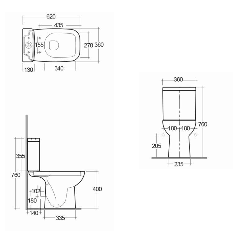 RAK Origin Open Back Close Coupled Toilet Sanctuary Bathrooms
