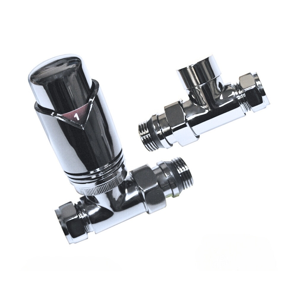 Product Cut out image of the Abacus Ultima Chrome Straight Thermostatic Radiator Valve