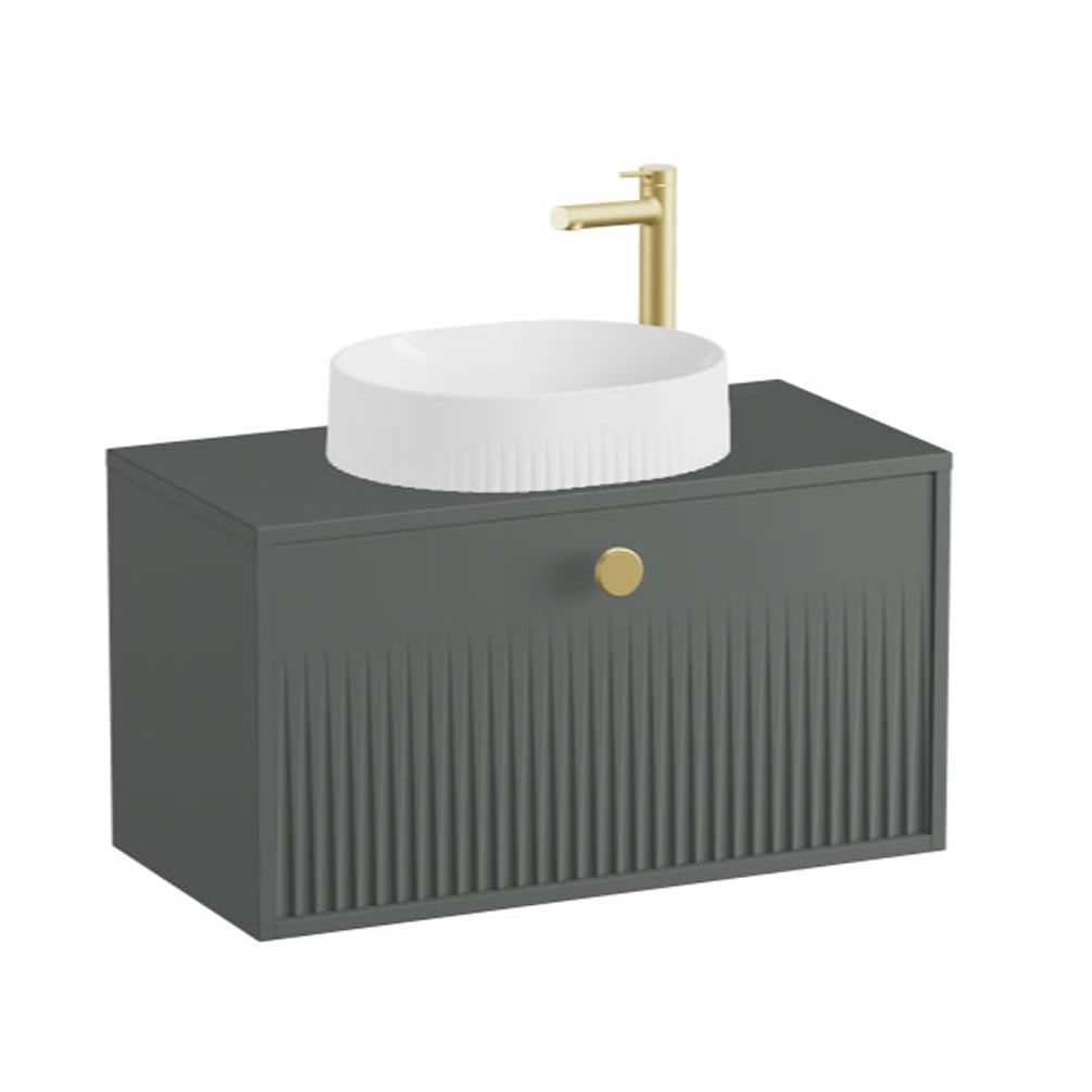 Vado Safari Fluted 800mm Charcoal Grey Wall Hung Vanity Unit & Worktop