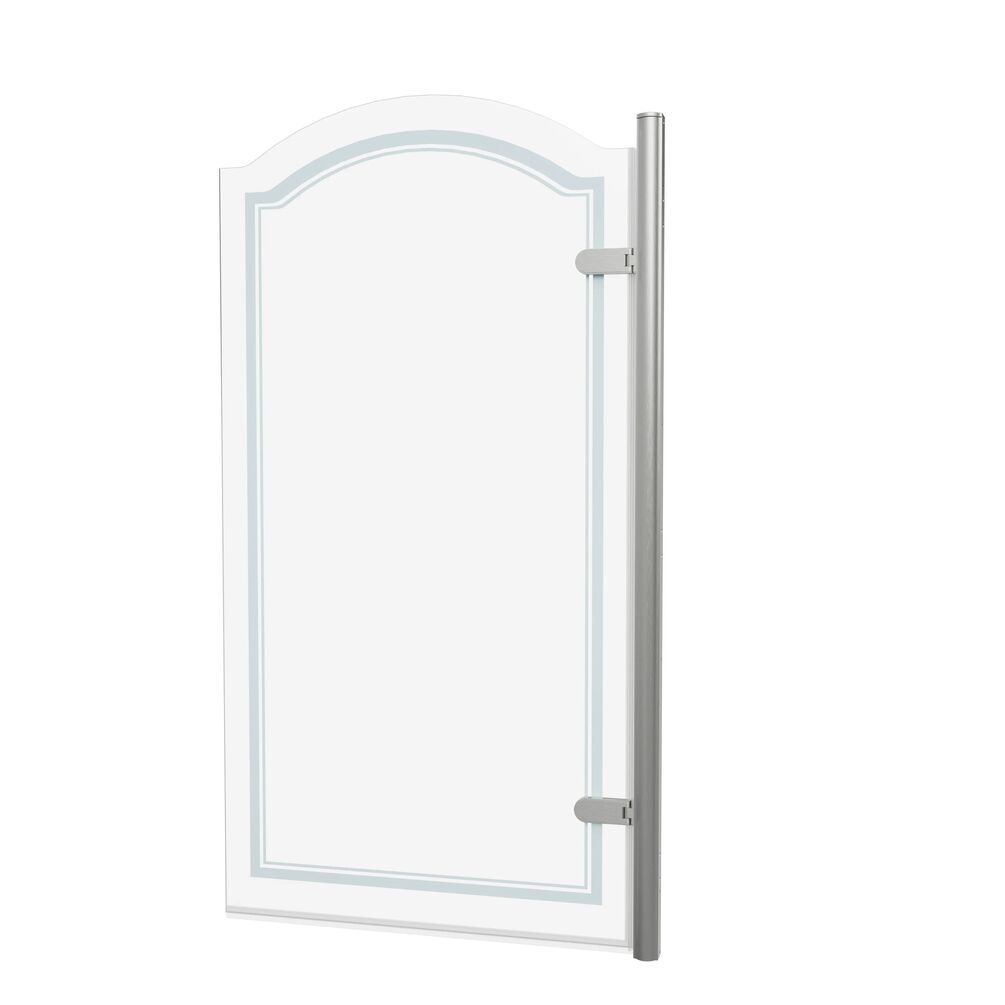 Cutout image of Burlington Classique Brushed Nickel Curved Hinged Bath Screen right handed