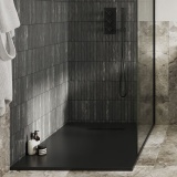 Crosswater Vito 1000mm x 800mm Matt Black Rectangular Dolomite Shower Tray - Lifestyle