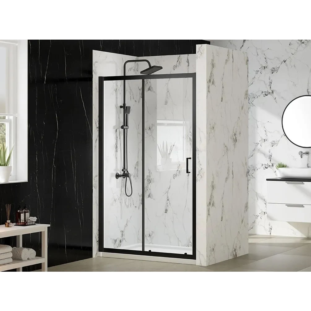 Lifestyle image of Merlyn Mbox 1500mm Matt Black Sliding Shower Door