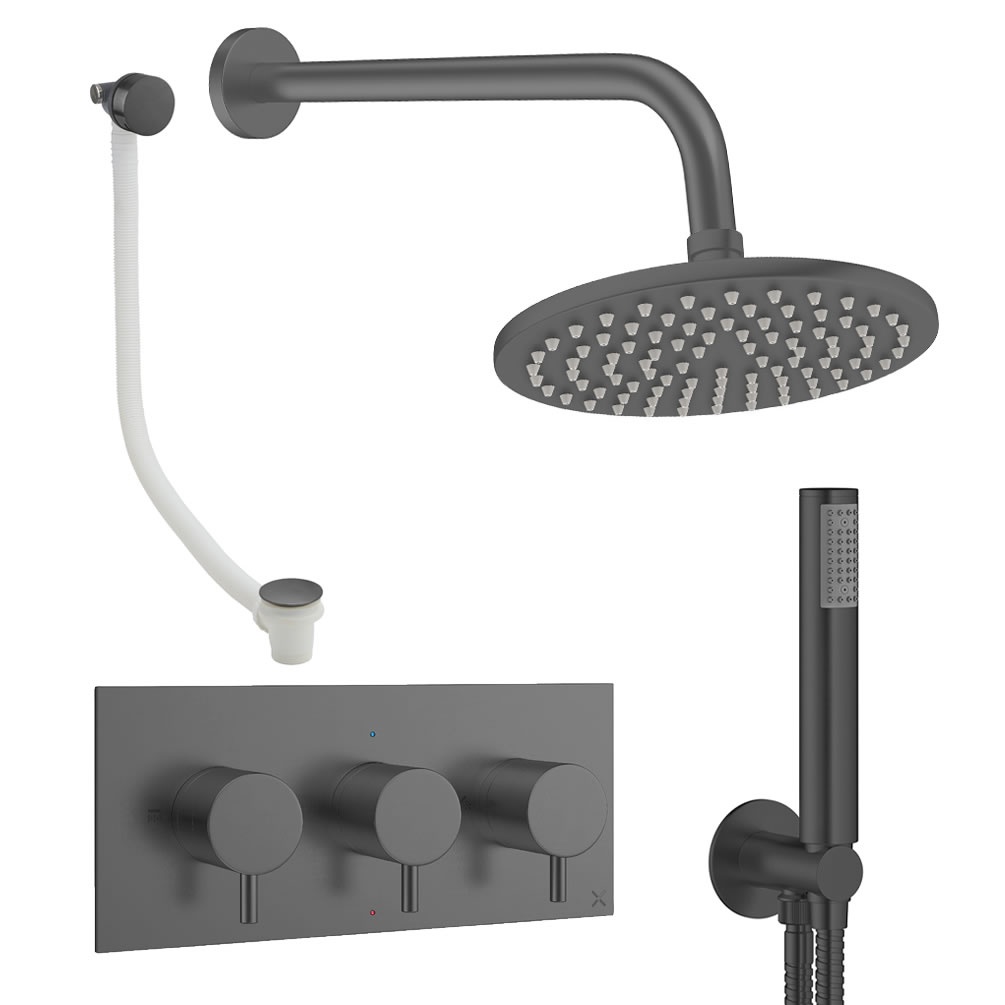 Cutout image of Crosswater Design Slate Three Outlet Shower Bath Set
