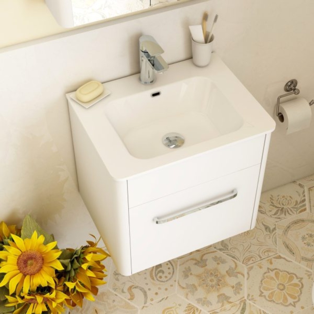 Imex Suburb Gloss White 1 Drawer Wall Hung Vanity Unit Lifestyle