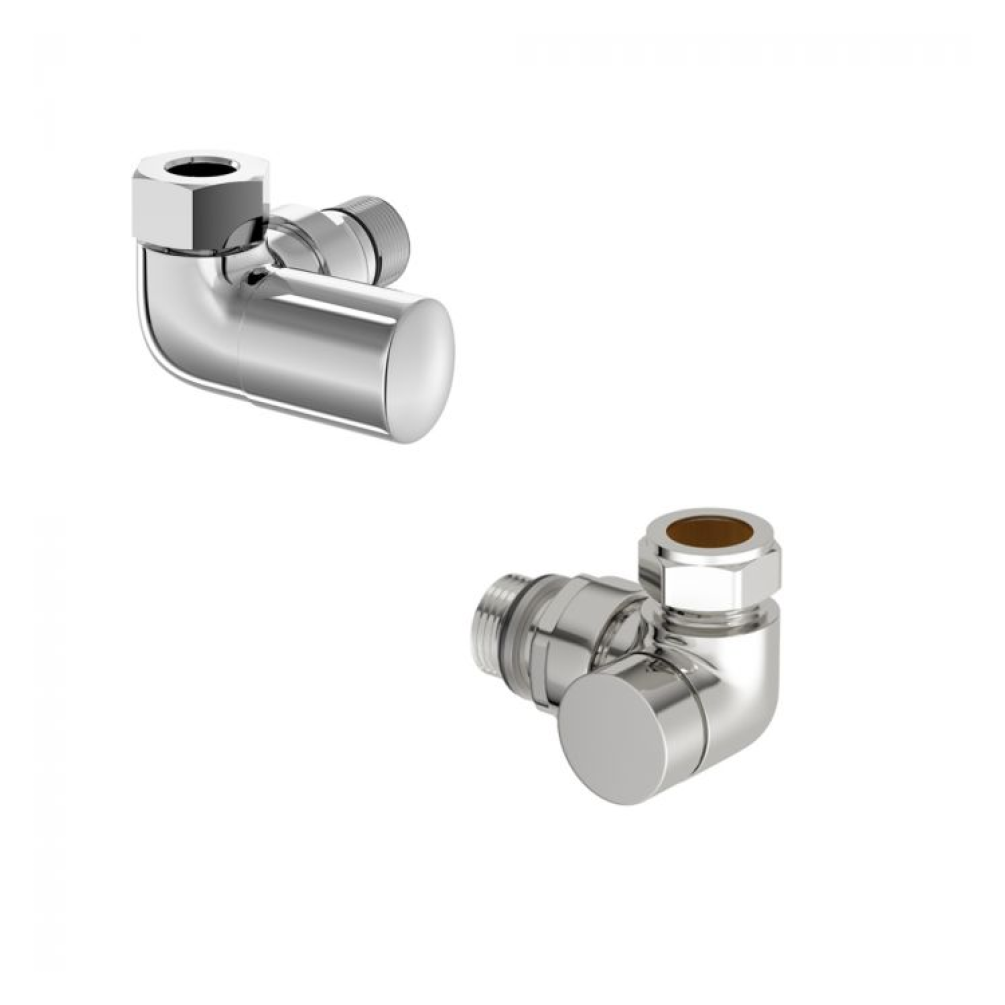 Photo of Tissino Mere Hugo2 Double Angled Radiator Valves (Pair) in Chrome