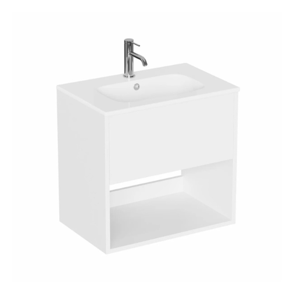 Cut out image of the Britton Hackney Glossy White 600mm Wall Hung Vanity Unit & Basin