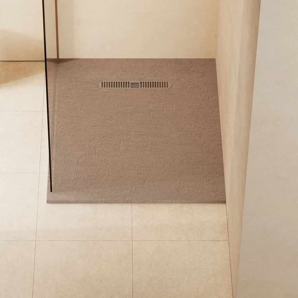 Lifestyle image of Crosswater Vito 1100mm x 900mm Brown Anti-Slip Rectangular Shower Tray