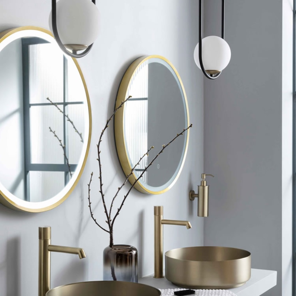 Lifestyle image of JTP Vos Brushed Brass LED Bathroom Mirror