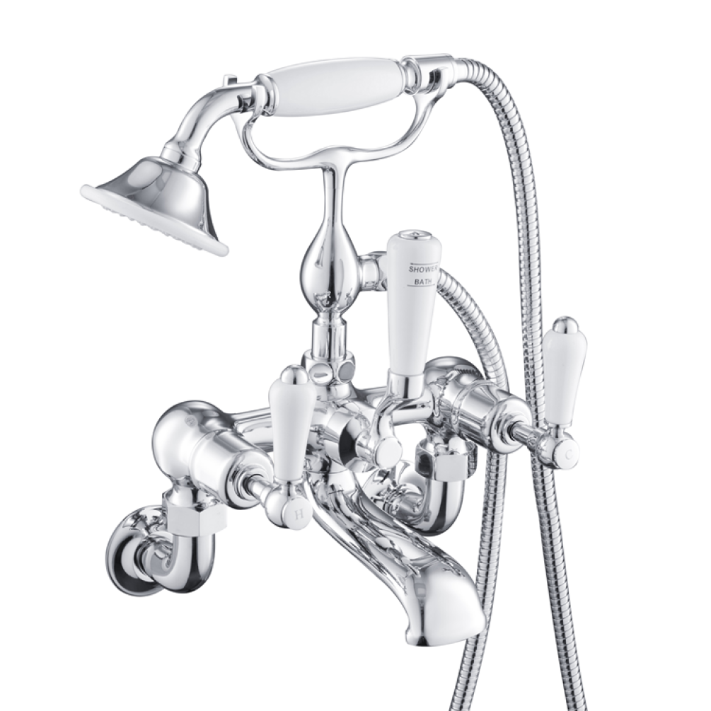 Photo of JTP Grosvenor Lever Chrome Wall Mounted Bath Shower Mixer - Black Lever Cutout