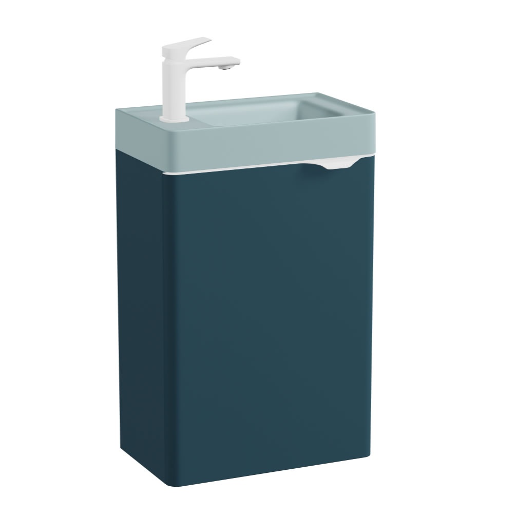 Vado Cameo Atlantic Blue 400mm Wall Hung Vanity Unit & Cove Blue Basin - Left Hand