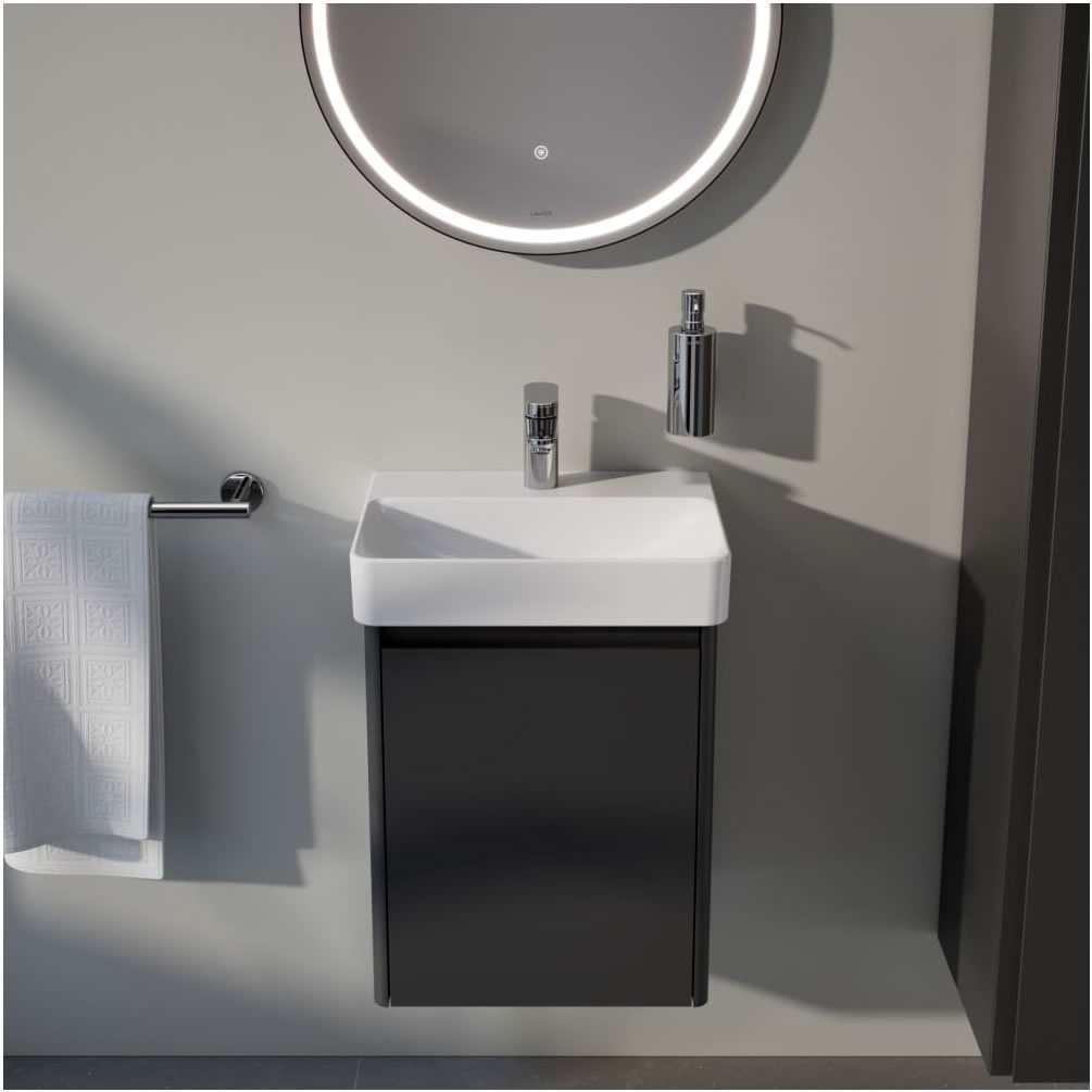 Lifestyle image of Laufen Base 2.0 Traffic Grey 450mm Wall-Hung Vanity Unit & Basin