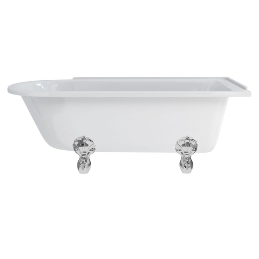 Burlington Hampton 1700mm Right Hand Freestanding Shower Bath With Chrome Claw Feet