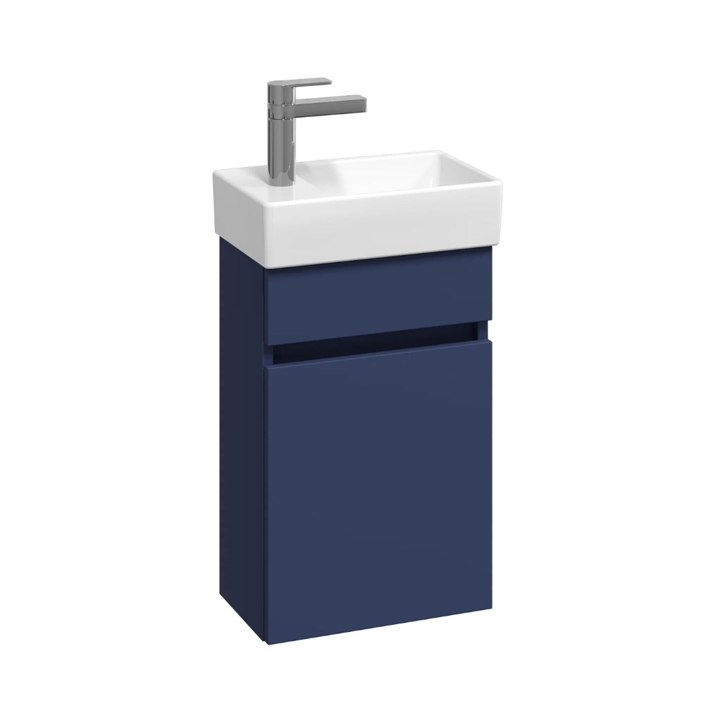 Product cut out image of the Abacus Concept Matt Blue S1 Vanity Unit & Basin with a left-handed tap