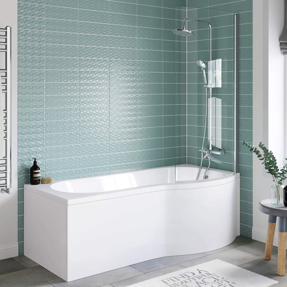 Eastbrook Beaufort Portland 1700 x 850mm P Shape Shower Bath - Right Hand